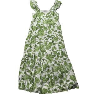 Abercrombie & Fitch Green Floral Ruffle Strap Midi Dress Large Women's